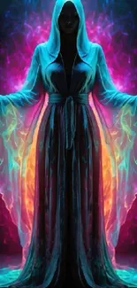 Mystical hooded figure with glowing aura