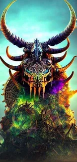 Mystical horned creature with vibrant colors.