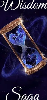 Mystical hourglass wallpaper with cosmic theme.