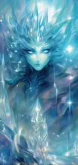 Fantasy ice queen in ethereal blues.