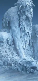 Mystical ice sculpture in blue hues as a mobile wallpaper.