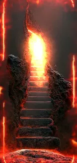 Mystical stairway with glowing lava and dark ambiance.