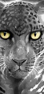 Mystical leopard artwork with cosmic elements and vivid eyes.