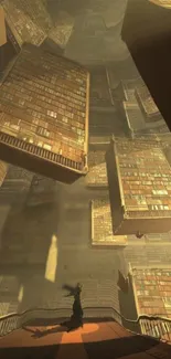 Fantasy library wallpaper with floating books and mystical ambiance.