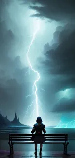 Mystical wallpaper featuring lightning bolt with a dramatic sky and dark scenery.