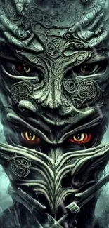 Intricate mystical mask fantasy wallpaper for mobile phone.