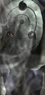 Mystical masked character with smoke effect.