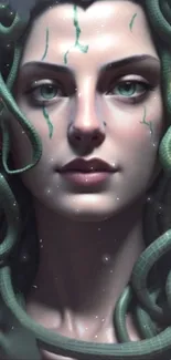 Mystical Medusa with snake hair artwork.