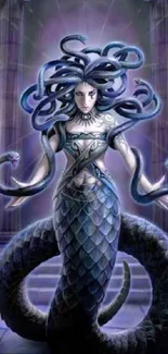 Digital artwork of mystical Medusa with serpentine hair and elaborate patterns.