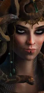Artistic Medusa wallpaper with snake hair.
