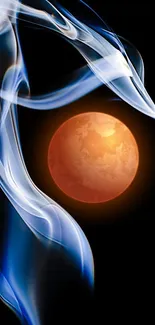 Mystical moon with ethereal smoke on a black background wallpaper.