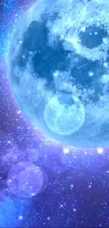 Mobile wallpaper of mystical moon in a purple galaxy.