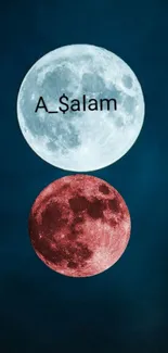 Blue and red moon wallpaper for mobile phone.