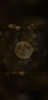 Mystical moon with warm bokeh in dark night wallpaper.