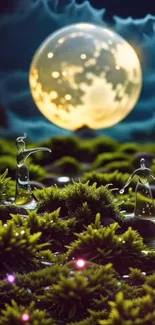 Mystical landscape with a glowing moon.