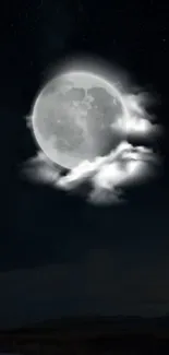 Full moon in cloudy night sky wallpaper.