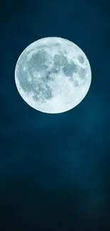 Full moon in a deep blue night sky wallpaper.