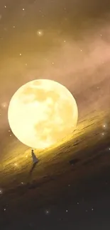 A mysterious moonlit path with a giant glowing moon.