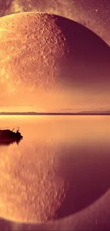 Sailboat and tree under a mystical moon.