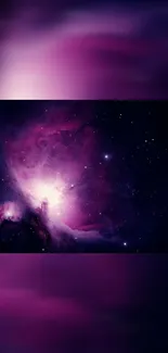 Vibrant purple nebula galaxy with stars in space scene.