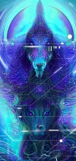 Vibrant neon mystical wallpaper featuring an animal design.