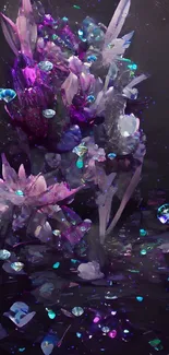 Mystical abstract neon crystal wallpaper with vibrant colors.