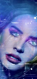 Ethereal neon-themed wallpaper featuring a mystical face.