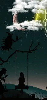 Spooky Halloween wallpaper with mystical night scene and moon.