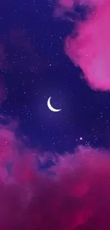 Mystical sky wallpaper with crescent moon.