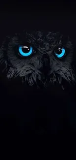 A mystical owl with striking blue eyes on a dark background for mobile wallpaper.