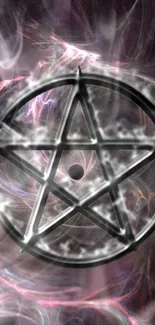 Ethereal pentagram with smoky mystical effects on dark background.