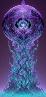 Mystical purple and teal abstract design mobile wallpaper.