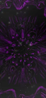 Mystical purple abstract wallpaper with celestial design and intricate patterns.