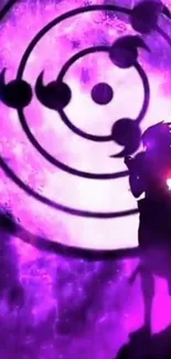 Silhouetted anime figure with cosmic purple aura.