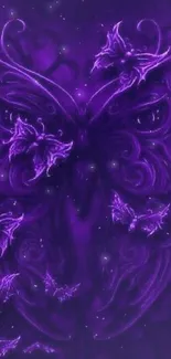 Mystical purple butterfly with intricate, elegant design on a dark background.