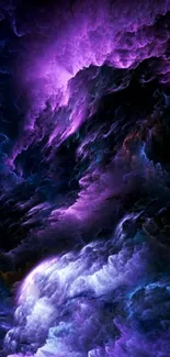 Enchanting purple cloud wallpaper with cosmic and dreamy elements for mobile display.