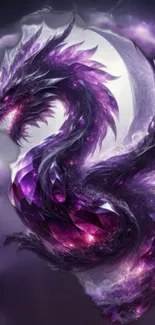 Purple dragon with mystical aura wallpaper.