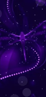 Ethereal purple dragonfly with glowing patterns on dark background.