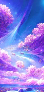 Ethereal purple dreamscape with clouds and sky.