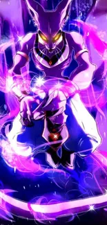 Purple mystical warrior with energy glow in dynamic wallpaper.