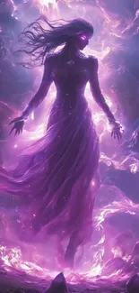 Ethereal figure in purple energy art.