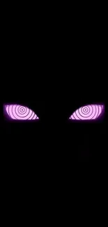 Wallpaper featuring hypnotic purple eyes on a black background.