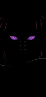 Dark anime wallpaper with purple eyes glowing.