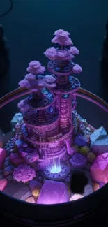 Mystical purple fantasy tower with glowing detail and vibrant color.