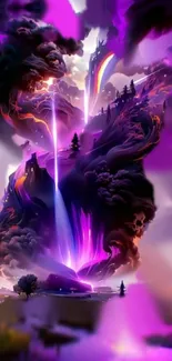 Mystical purple fantasy landscape wallpaper with vibrant colors.