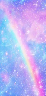 Mystical galaxy wallpaper with rainbow.