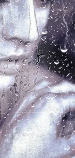 Moody raindrops on glass mobile wallpaper.