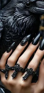 Mystical raven and gothic rings with dark aesthetic