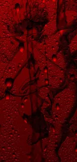 Intricate red angel wallpaper with raindrop texture.