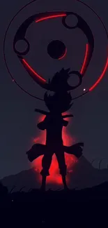 Silhouette with red aura glowing in dark night wallpaper.